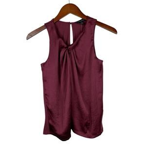 New Banana Republic Tank Top Dark Cherry Red Satin Twist Front Women's XS